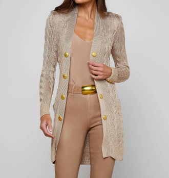 L'agence Penelope Cabled Cardigan In Almond/gold