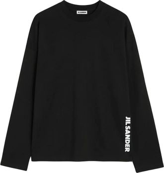 Jil Sander Logo Print Long Sleeve T-Shirt - Heren - Longsleeves - Zwart - L - Katoen - Tops