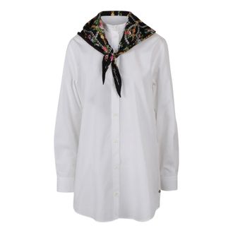 Dolce & Gabbana Shirts, female, White, Size: XS Poplin Shirt with Silk Scarf