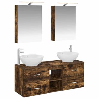 vidaXL Juego De Muebles De Ba&ntilde;o 5 Pcs Roble Ahumado Vidaxl