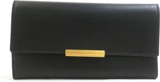 Bottega Veneta Black Leather Long Wallet (Bi-Fold) (Pre-Owned)