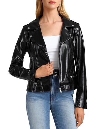 Bagatelle Womens Patent Biker Jacket Black Size S