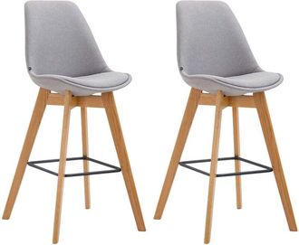 Clp Set De 2 Taburetes De Bar Metz Tapizados En Tela Gris Natural
