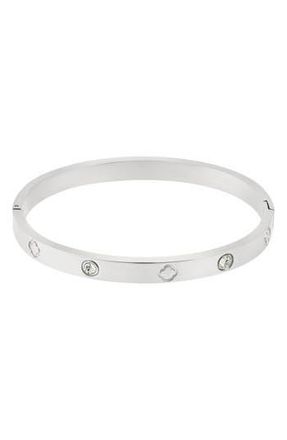 Adornia Water Resistant Cubic Zirconia & Clover Bangle in Silver at Nordstrom Rack