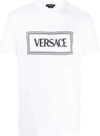 Versace T-shirt 90s Vintage Logo - Heren - T-shirts - Wit - XL - Katoen - Tops