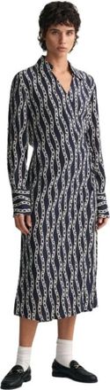 GANT Gedrukte Chain Wrap Jurk - Dames - Casual kleedjes - Veelkleurig - M - Kleedjes