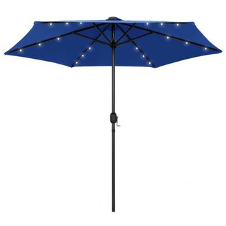 Berkfield Home Parasol with LED Lights & Aluminium Pole 270 cm Azure Blue