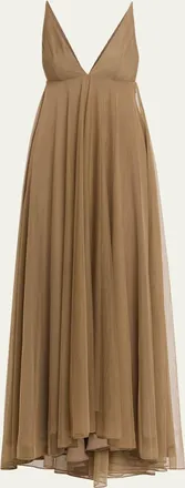 Ronny Kobo Chrissina Plunging Tulle Gown