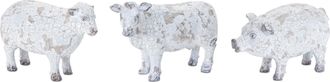 Melrose International Distressed Farm Animal Figurine (Set of 3) - White, Brown