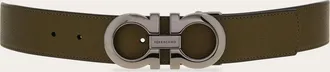 Ferragamo Men Reversible and adjustable Gancini belt Green