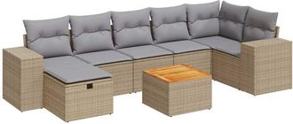 vidaXL Set De Sof&aacute;s De Jard&iacute;n Y Cojines 8 Piezas Rat&aacute;n Sint&eacute;tico Beige Vidaxl