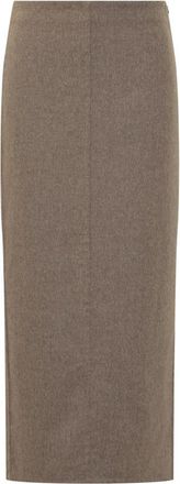 Brunello Cucinelli Virgin Wool Midi Rok - Dames - Midirokken - Beige - M - Wol - Rokken