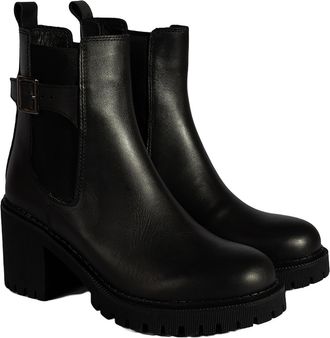 Desa Woman Leather Ankle Boots - Flat Heel, Elastic Laces, Breathable | Black - 39