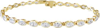 Diamond2Deal 18k Vermeil Plated Silver 4.8 ct Oval Cut Lab Grown Diamond Tennis Bracelet 7