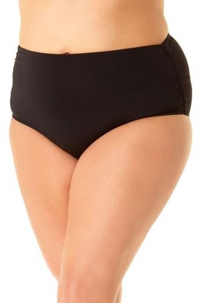 Anne Cole Womens Plus High Waisted Shirred Bottom in Black at Nordstrom, Size 20W