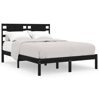 Berkfield Home Bed Frame Black Solid Wood Pine 140x190 cm