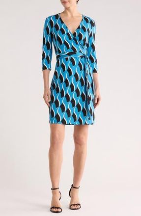 Diane Von F&uuml;rstenberg New Julian Print Silk Jersey Wrap Dress in Bird Weave Balanchine Blue at Nordstrom Rack, Size X-Small