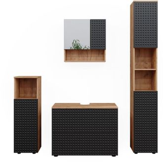 Vicco Set mobili bagno Irma, Antracite puntinato, 4 pezzi, con cassettiera e colonna