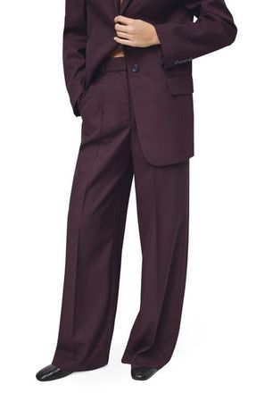 Mango Hidra Seamed Wide Leg Pants in Wine at Nordstrom, Size 10