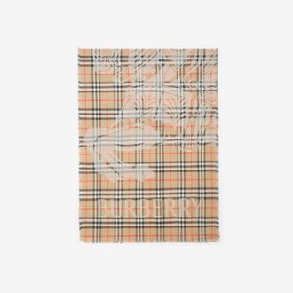 Burberry Wide EKD Check Wool Silk Scarf