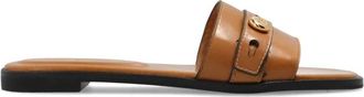 Tory Burch Romy Slide - Dames - Sandalen - Bruin - 38 1/2 EU - Leer - Schoenen