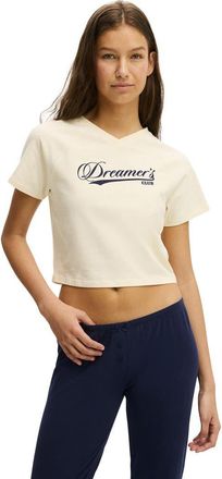 Cotton On Womens Dreamy Soft V Neck Baby Tee in Coconut Milk Dreamers at Nordstrom, Size X-Small
