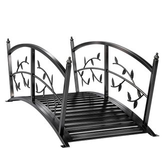 OUTSUNNY Puente De Jard&iacute;n Met&aacute;lico De 120 Cm, Puente Para Estanque Con Barandillas De Seguridad, Aspecto Antiguo, Resistente A La Corrosi&oacute;n, F&aacute;cil Montaje