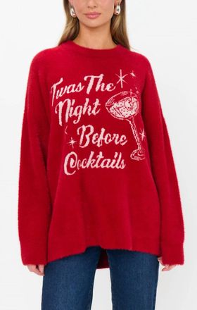 Show me your Mumu Classic Crewneck Twas The Night Sweater In Red