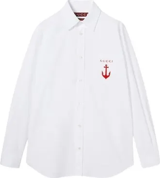 Gucci Cotton Poplin Shirt with Embroidery White 833294-Z7AUX-9000