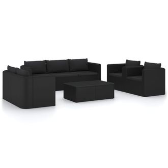 vidaXL 9 Pcs Garden Lounge Set Con Vime Pe Negro