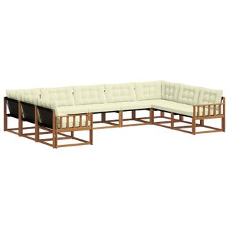 vidaXL Conjunto De Sof&aacute;s De Exterior 9 Uds. Natural Y Crema Vidaxl