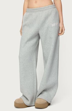 Edikted Lover Wide Leg Sweatpants in Gray-Melange at Nordstrom, Size X-Large