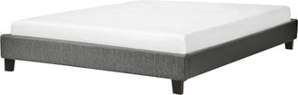 Beliani Cama Tapizada Gris 160 X 200 Cm Con Somier Sin Cabecero Roanne