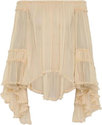 Zimmermann Blusa Rebellion Fray con ruches - Toni neutri