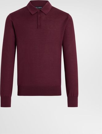 Dolce & Gabbana Knit Cashmere Polo Shirt - Man Sweaters And Cardigans Purple 46