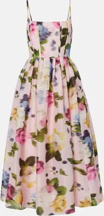 Carolina Herrera Floral linen and silk midi dress