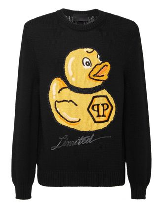 Philipp Plein Wool Blend Pullover Hand Made Embroidery PP Duck