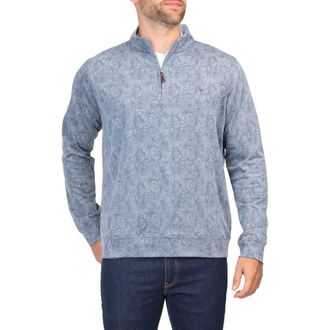 Tailorbyrd Tonal Tropical Print Micro Pique Pullover in Navy at Nordstrom Rack, Size Small