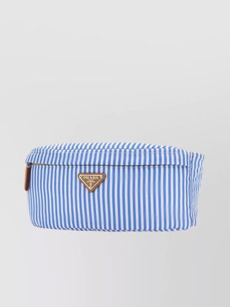 Prada striped re-nylon belt bag with leather trim