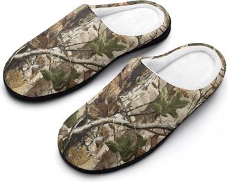Generic Camouflage Tree Forests Hunting Funny Mens Cotton Slippers Soft Non-Slip Rubber Sole House Slipper Indoor Outdoor