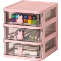 OEM Caja De Almacenamiento De Escritorio, De Varios Niveles, De Pl&aacute;stico Transparente, De Gran Capacidad, Con Asa De Conejo Y Peque&ntilde;o Caj&oacute;n, Ideal Para Gu