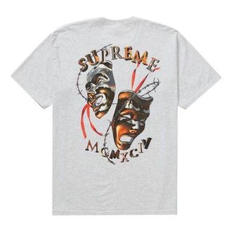 SUPREME SS20 Week 1 Laugh Now Tee Thorns Smiling Face Printing Short Sleeve Unisex Gray SUP-SS20-290