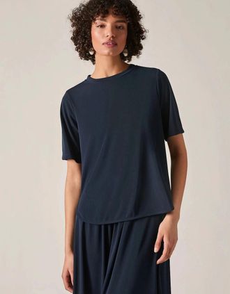 James Lakeland Womens Navy Jersey Relaxed Top - Black - Size: 10