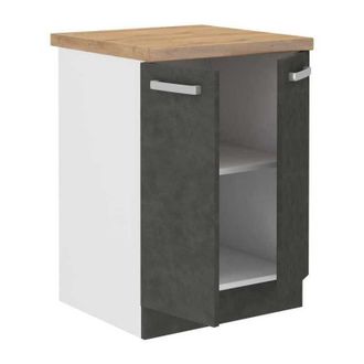 Les Tendances Les Tendances - Mueble Bajo De 2 Puertas Batientes - Gris Mate - L 60 X P 51,6 X H 85 Cm - Lassen