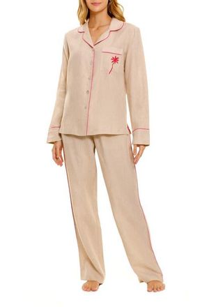 The Lazy Poet Emma Linen Pajamas in Oatmeal Linen at Nordstrom, Size X-Small