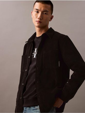 Calvin Klein Mens Corduroy Classic Button-Down Shirt - Black - XS