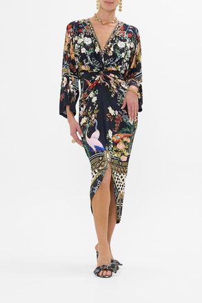 Camilla Long Split Front Twist Jersey Dress Palacio Poetry at Nordstrom, Size 4X-Large Au