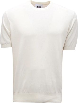 Alpha Studio Katoen Crepe Sweater in Latte - Heren - T-shirts - Wit - 2XL - Katoen - Tops