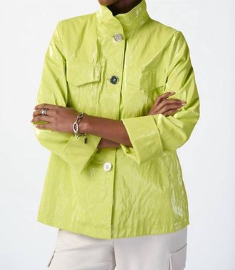 Joseph Ribkoff Winsome Water Resistant Novelty Boxy Jacket In Key Lime