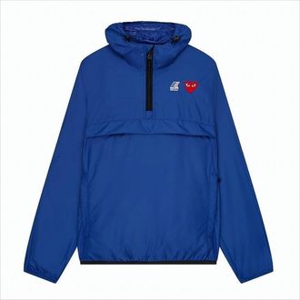 Comme Des Garçons Lightweight Blue Nylon Jacket With Iconic Heart Emblem